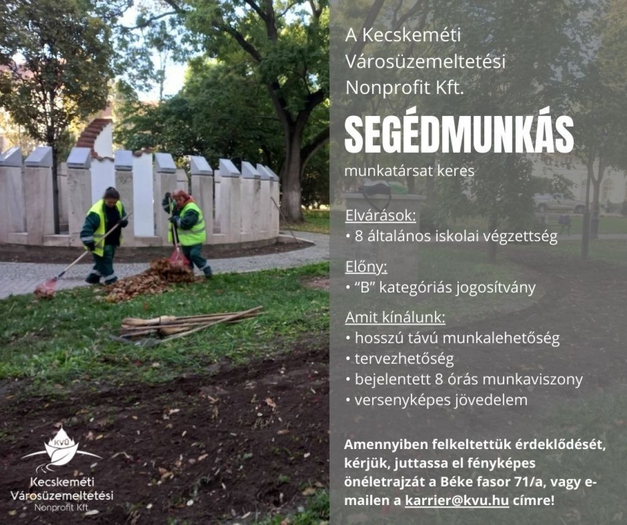 Figyelem! Álláslehetőség - segédmunkást keresünk!