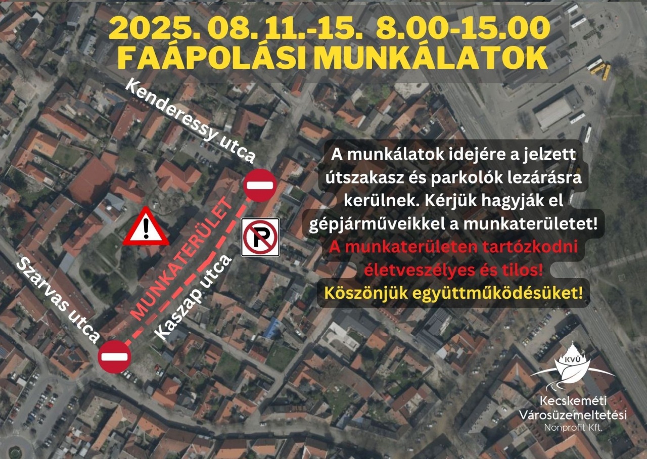 Piacra igyekvők, figyelem! Faápolás kezdődik a Kaszap utcán!