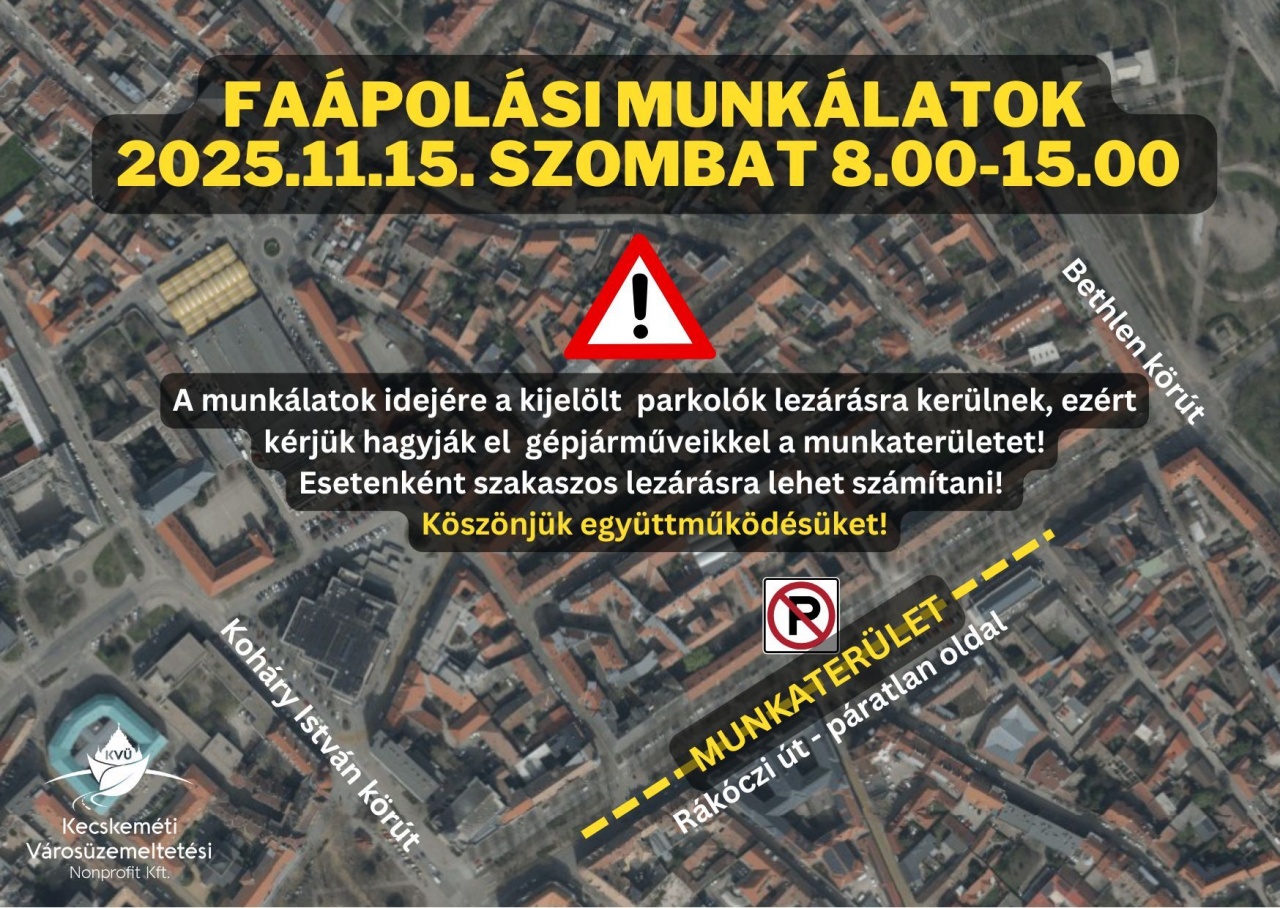 Szombaton faápolás lesz a Rákóczi úton