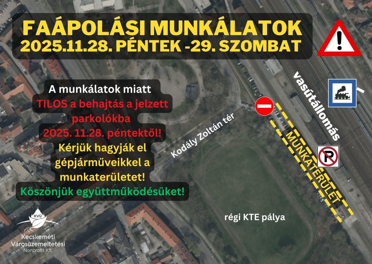 Figyelem - Faápolás miatt újra lezárjuk a MÁV parkolót!