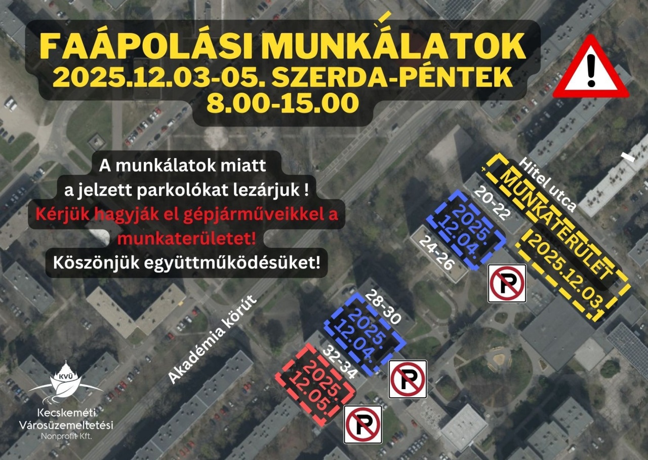 Faápolás a Hitel utca - Akadémia körút parkolóiban
