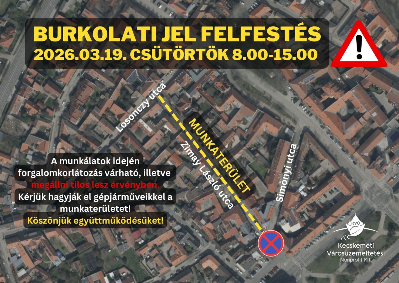 Burkolati jel festés a Zimay utcában